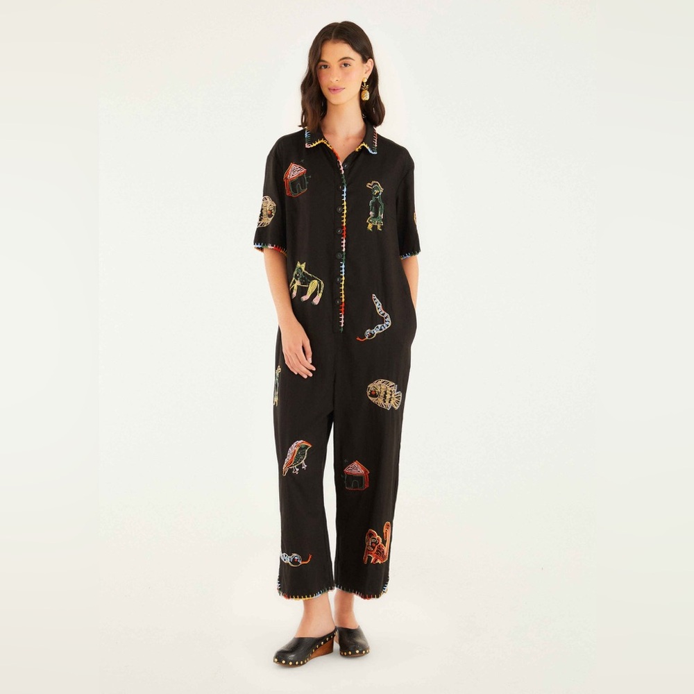 Farm Rio Ana Leovy Farm Rio Figures Short Sleeve Maxi Jumpsuit